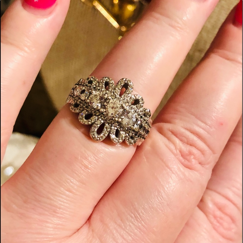 Sterling silver double crown CZ RING - Picture 6 of 10